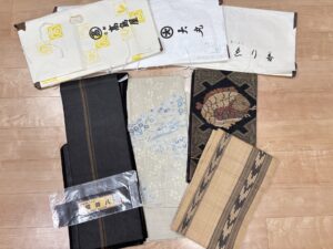 京都市中上京区のお客様より、訪問にて芭蕉布の帯や、夏黄八丈のお着物などを高価お買取りさせていただきました。