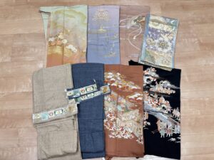 大阪府松原市のお客様より、訪問にて、福田喜重さんのお着物や刺繍の訪問着、本場結城紬の男着物などを高価お買取りさせていただきました。
