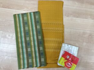 広島県広島市のお客様より、訪問にて宮平初子さんの首里花織の訪問着と道屯織の帯をお買取りさせていただきました。