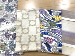 大阪府大阪市のお客様より、訪問にて、北村武資さん、知念貞男さんの帯、桝屋高尾の帯、夏牛首のお着物などを高価お買取りさせていただきました。